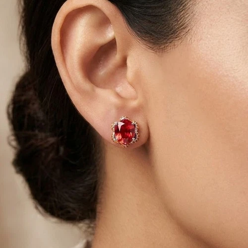 Glitzy Pink Padparadscha Sapphire 14.35Ct 925 Sterling Silver Handmade Earrings