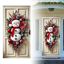 Vertical Snowman Door Cover Christmas Banner for Front Door Outdoor Indoor