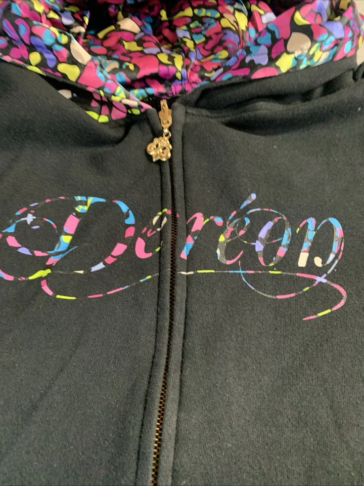 Sudadera con Capucha Dereon Mujer Mediana Negra Estampado Abstracto Forrada Cremallera Completa Manga Larga Boho Foto 4 de 4