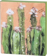 Primitives by Kathy Live Wild and Free Cactus Block Sign 7 Inches