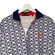 Greyson Mens Large Purple All Over Print Short Sleeve Golf Polo Shirt LOGO