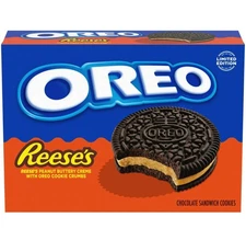 NEW OREO REESE'S Peanut Buttery Creme Chocolate Sandwich Cookies