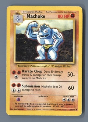 Machoke 34/102 Uncommon Base Set Unlimited Pokemon Lightly Played