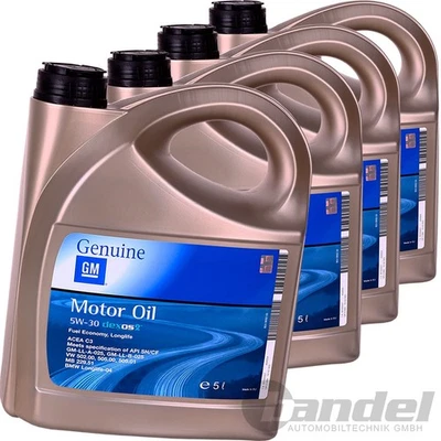 4x 5L OPEL 5W30 DEXOS 2 5W-30 für GM-LL-A-025 GM-LL-B-025 MB 229.51 VW 502.00