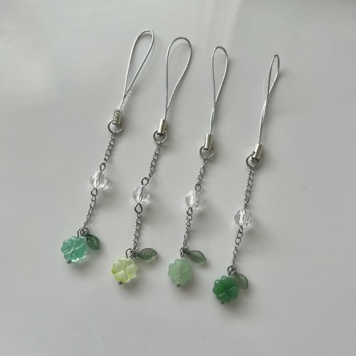 Fashion Four Leaves Grass Pendant Phone Straps Lanyard Pocket Keychain Strap - Photo 4 sur 12