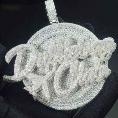 5Ct Simulated Diamond Round Men Hip Hop Pendant 14K White Gold Plated
