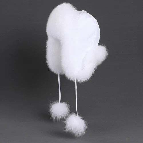 Women's Real Fox Fur Trapper Hat Raccoon Fur Russian Ushanka Ear Flap Bomber Cap - Picture 16 of 37