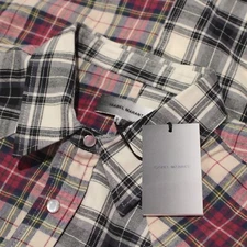 Isabel Marant NWT Marty Button Down Shirt Size S in Ecru/Red/Black Plaid Cotton