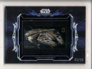 THE-MILLENNIUM-FALCON-TOPPS-STAR-WARS-MASTERWORK-STAMP-RELIC-03-99-AX4111