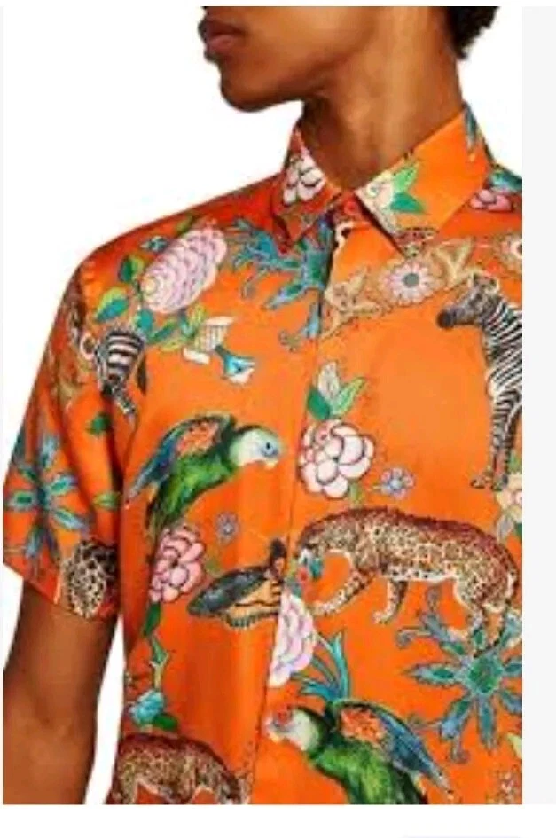 TOPMAN Premium Slim Fit Size S Animal Printed Men's Modern Shirt Buttons Up #C - Image 3 of 4