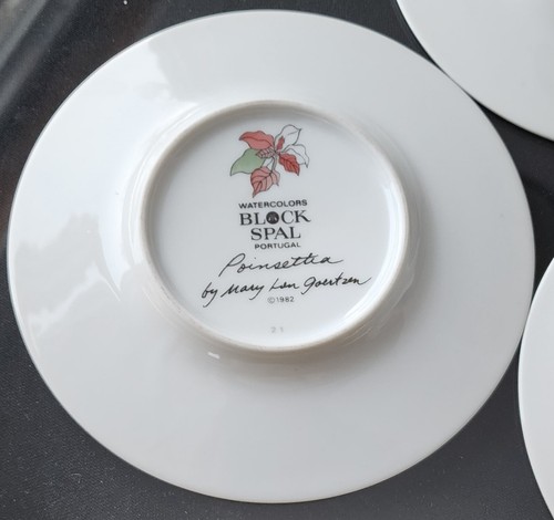 3 Block Spal Poinsettia Porcelain Cups & Saucers - Undamaged - Picture 4 of 5