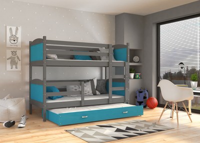 Kinderbett Mati 3 Etagenbett Hochbett 3 Betten Bett Stockbett Mit Matratze Grau Ebay Etagenbett 3 Betten