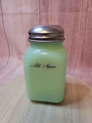 Vintage McKee Jadeite All Spice Jar Square Glass 1930's