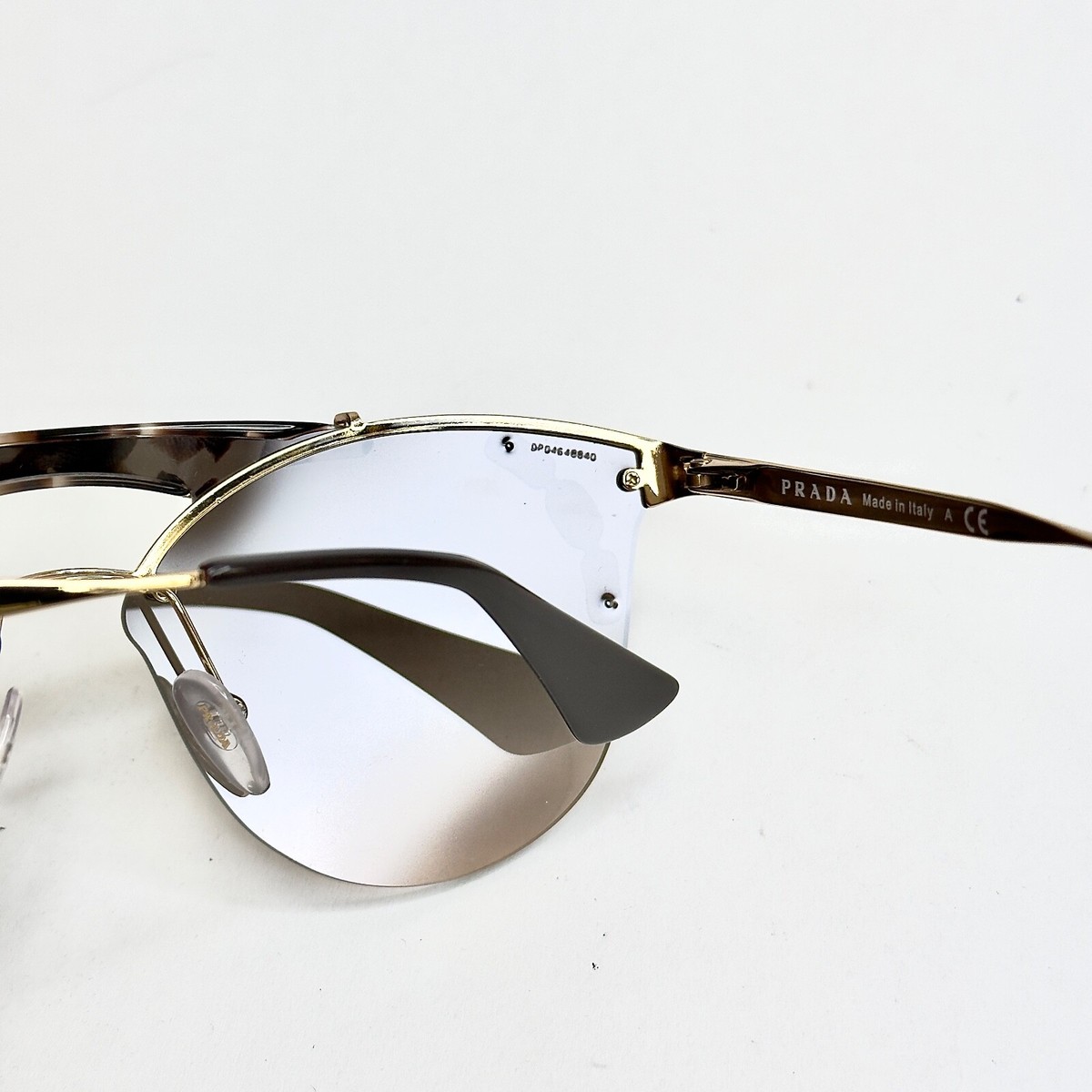 PRADA 53U ORNATE Gold Brown Shield Brow Bar Jewel Fashion 