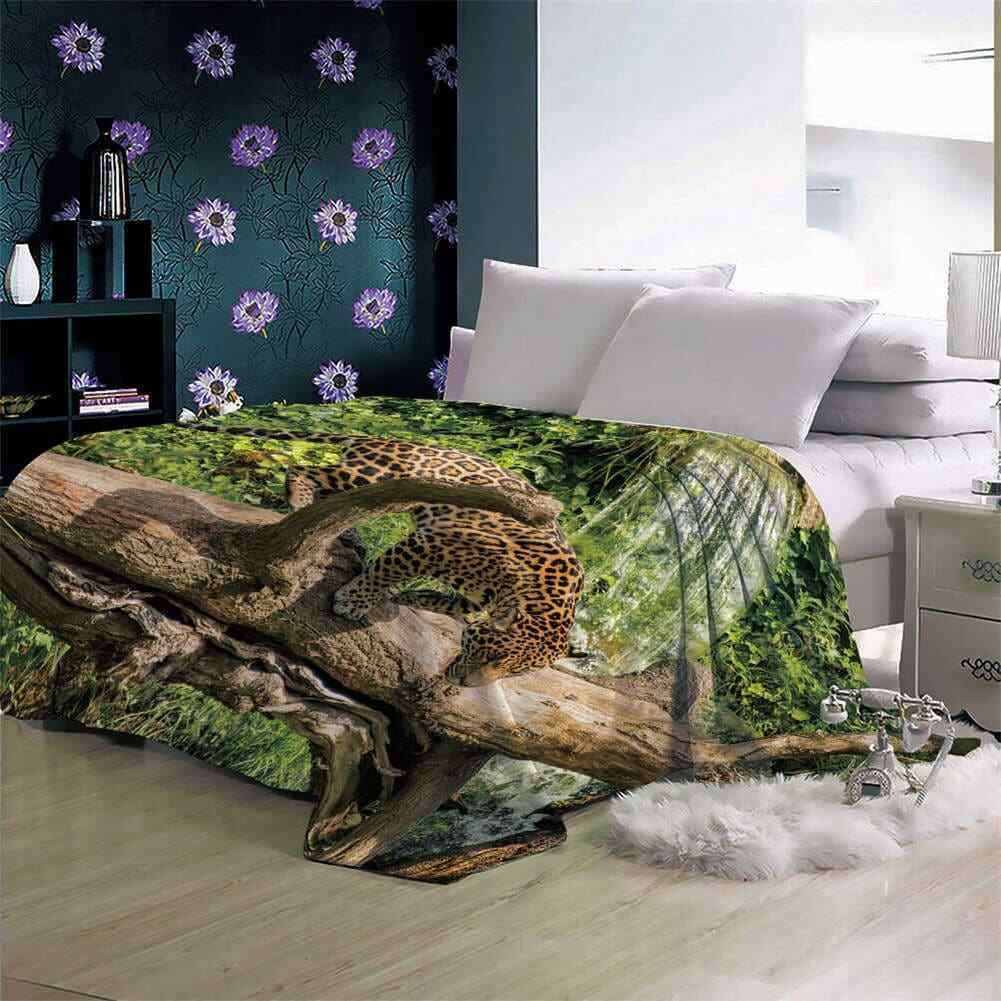 Brown Wood Line Elephant Bird 3D Warm Couch Picnic Fleece Blanket Sofa Plush Mail order New mail order