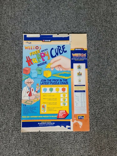 1992 Wheetabix Wheetos Wheat Hoops Happy Cube Cereal Box - Picture 3 of 3