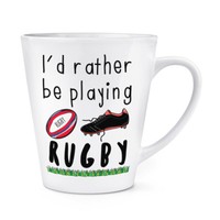 I'd Eher Sein Playing Rugby 341Ml Latte Becher Tasse - Lustig Liga Union Sport