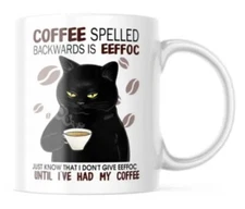 EEFFOC Is Coffee Backwards - Funny Ceramic Coffee Mug - 15oz Cup