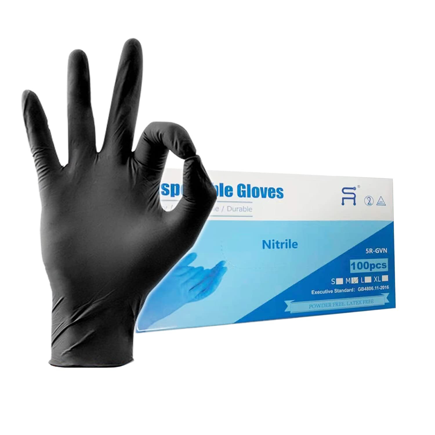 Nitrile Gloves,Disposable Gloves,No Latex,No ,Texture,Safe Working Gloves (Bl...