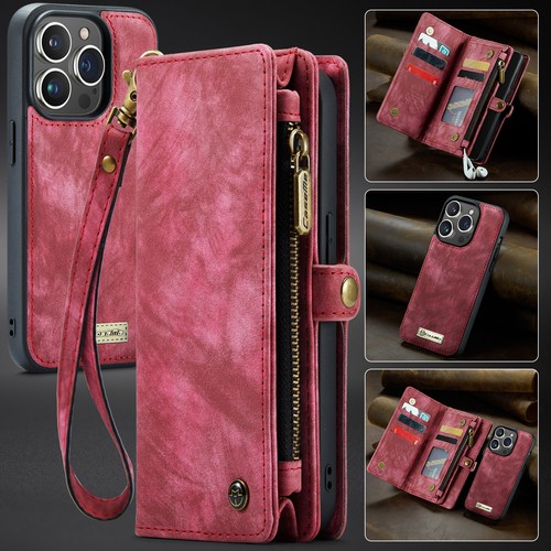 CaseMe Zipper Leather Wallet Detachable Cover Case For iPhone 11 12 13 14 15 16e - Picture 26 of 39