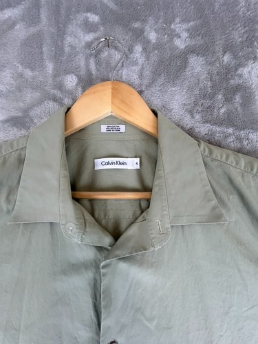 Calvin Klein Button Up Shirt Men's M Light Green Cotton Blend - Picture 4 of 9