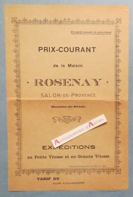   Maison ROSENAY Salon de Provence advertising 4p prices prices oils soaps