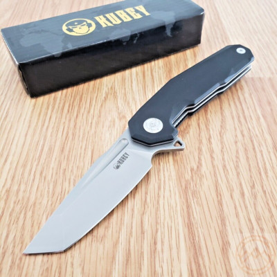 Kubey Carve Nest Liner Folding Knife 3.63'' AUS-10 Steel Blade Black G10 Handle