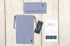 POLO RALPH LAUREN CHECK BLUE SMALL MEDIUM REUSABLE FACE MASK SEALED NWT NEW