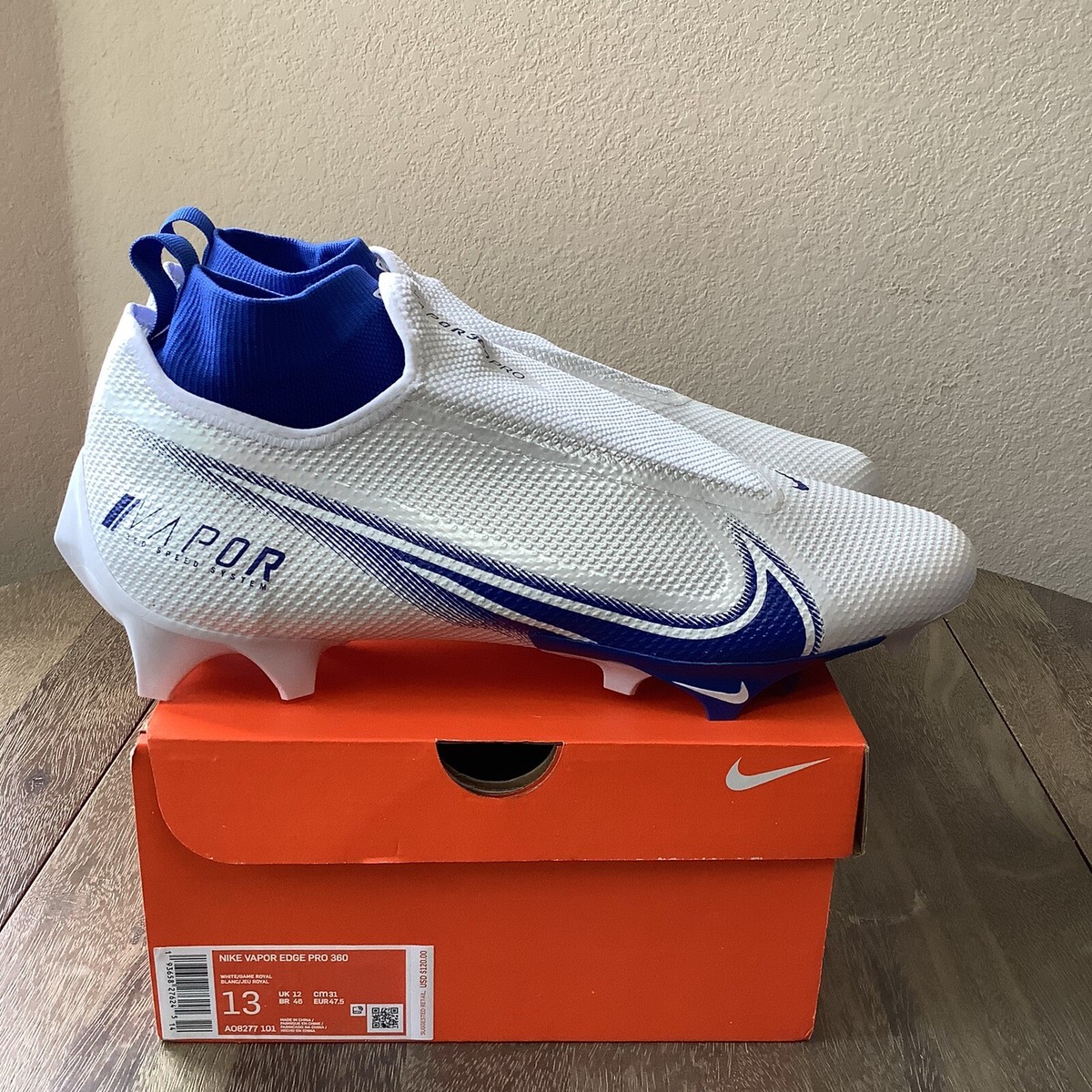 Nike Vapor Edge Pro 360 Football Cleats White/Game Royal  display picture 1