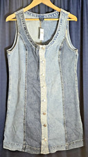 Gap Womens Denim Panel Dress Size L Jumper Style Full Button - NEW