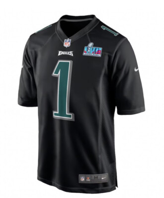 Philadelphia Eagles Jalen Hurts #1 Nike Black Super Bowl LVII Jersey ...