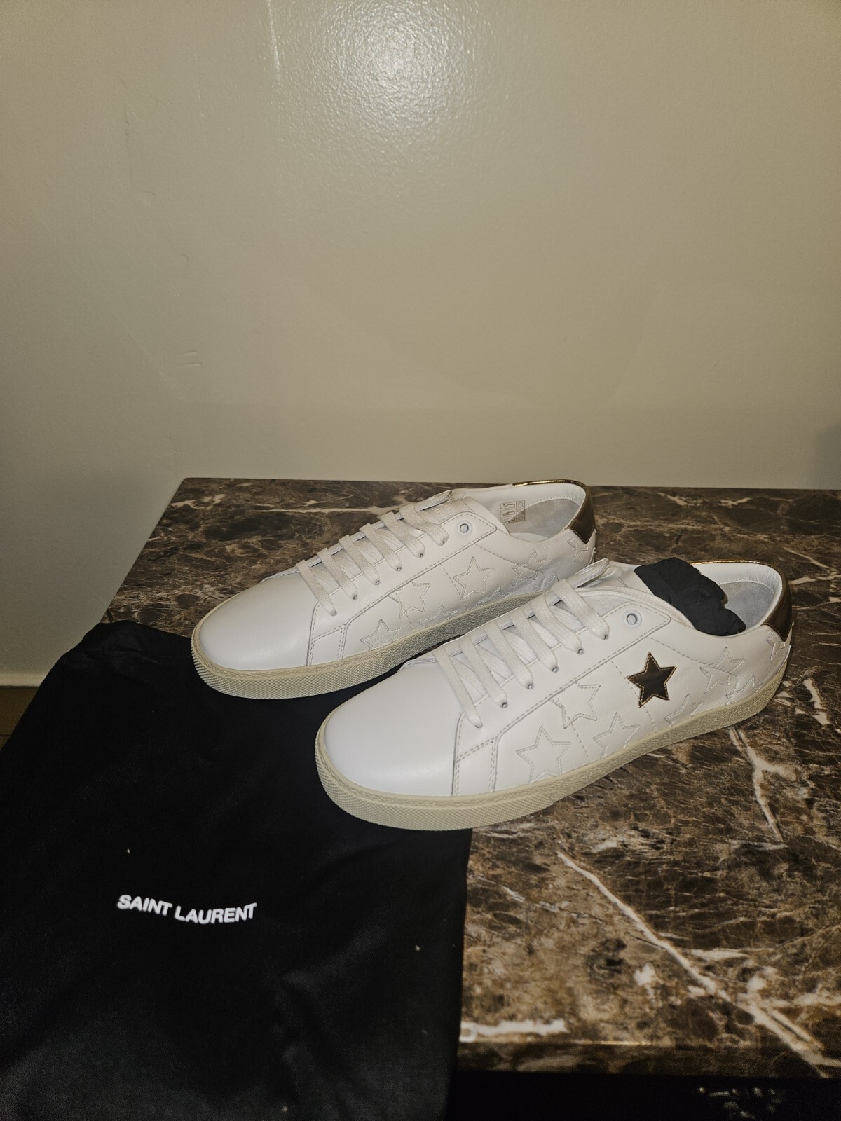 Sneakers classiche Saint Laurent bianche e oro Star Court taglia 40