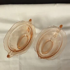PINK DEPRESSION GLASS CREAM AND SUGAR
