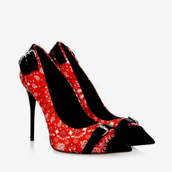 Zapatos de salón Giuseppe Zanotti rojo floral satinado y cuero talla 38,5 Foto 2 de 4