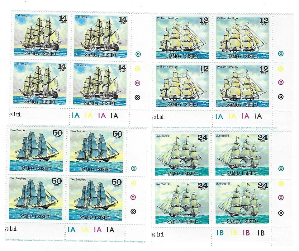 Samoa 1979 SG540-543 Ships Complete Set In Corner Blocks of 4 Mint Never Hinged - Image 3 of 3