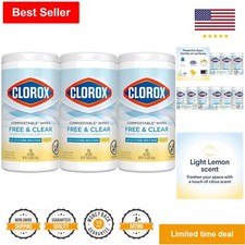 Eco-Friendly Compostable Cleaning Wipes - Lemon Scent - 75 Count, Pack of 3