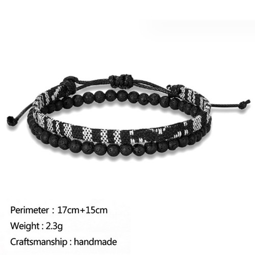 Bracciale Surfer Bracciale dell'amicizia tessuto fatto mano perline di lava - Foto 4 di 4