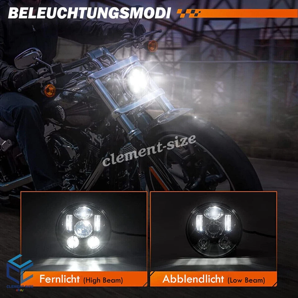 5,75" LED Scheinwerfer Hi/Lo Beam für Harley Night Train Sportster DYNA Softail - Bild 4 von 4