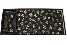 Men's Golden Fleur de Lis Bow Tie and Cummerbund Set