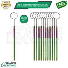 12 Pcs Set Rainbow Dental Mouth Mirror 5 With Handle Dentist Dental Instruments