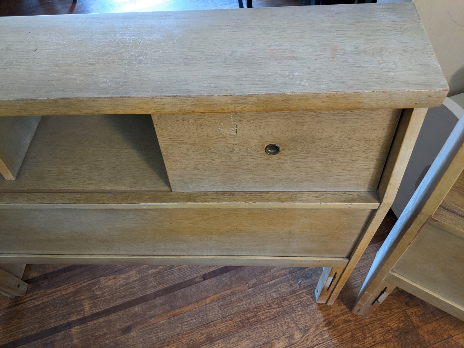 Vintage Twin Bed Headboards Antique Mid Century Modern w/ sliding door