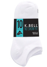 K Bell Ladies' No Show Sock, 20 pair, White, Fits Shoe Size 5.5-10