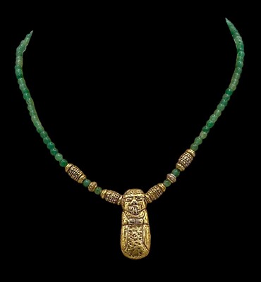 Vintage Diosa Luna Aventurine Bead Pendant Necklace