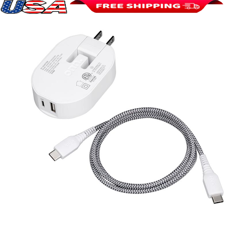 32W Dual-Port Wall Charging Kit W/ USB-C Charging Cable USB-C Port Fast Charger