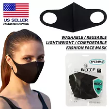 (3PCS) Washable/Reusable/Comfortable Fashion Protective Face Mask (Black)