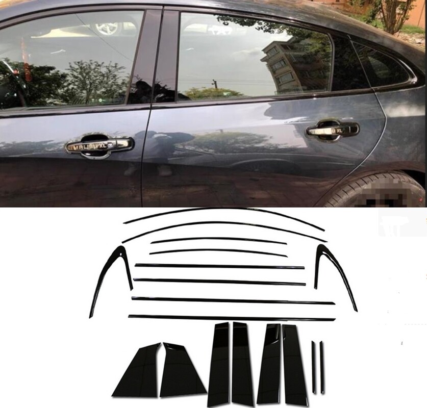 For Chevrolet Malibu Black Window Molding Trim Strips Cover 2016-2022