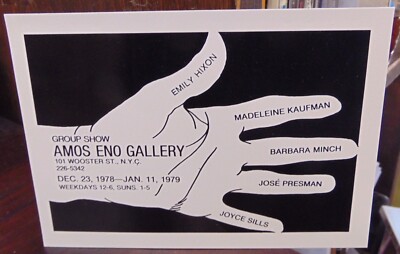 Amos ENO Gallery - Promotional Card / 1978 Group Show / Hixon, Minch, Sills / NF