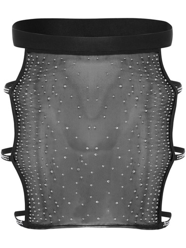Minifalda corta ceñida al cuerpo cintura elástica malla transparente para fiesta para mujer - Imagen 36 de 79