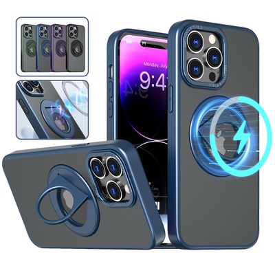 For iPhone 15 Pro Max 14 13 12 Magsafe Ring Kickstand Hybrid Clear Thin Cover