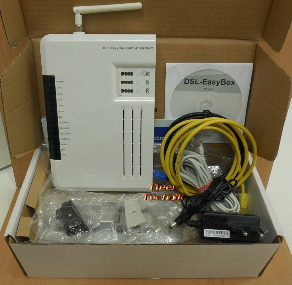 SMC Easy Box A 801 DSL Router ADSL ADSL2+ 3xTAE WLAN ISDN USB 4x LAN* nw545 - Bild 2 von 4